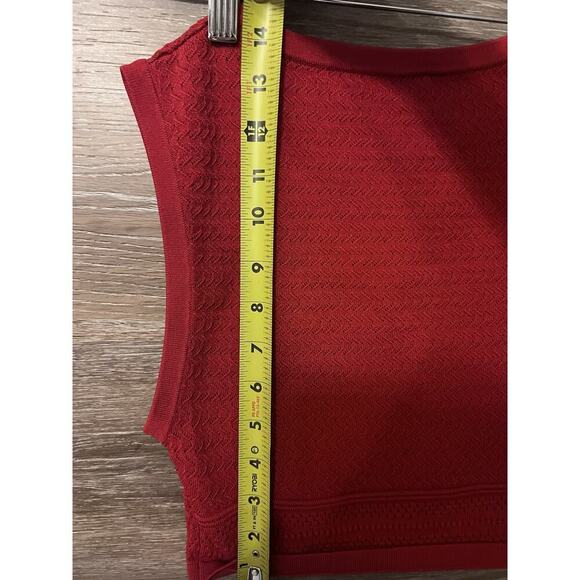 Aritzia Women Babaton Sculpt Knit Cropped Tank White M Stretchy Red - Picture 7 of 7